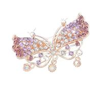 WDZDS 2 Pcs 6CM Butterfly Shape Bridal Hair Clips, Rhinestone Crystal Hair Barrettes, Wedding Hairpiece for Women Prom