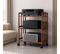 WDZDS Multi-Tier Mobile Audio Equipment Rack, Universal Storage Stand for Amplifier, Music Disc Device, Speakers, Tube Amplifier & Mixer - Adjustable Rolling Shelf Organizer