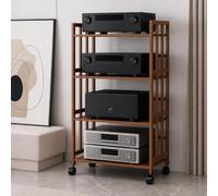 WDZDS Multi-Tier Mobile Audio Equipment Rack, Universal Storage Stand for Amplifier, Music Disc Device, Speakers, Tube Amplifier & Mixer - Adjustable Rolling Shelf Organizer