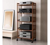 WDZDS Multi-Tier Mobile Audio Equipment Rack, Universal Storage Stand for Amplifier, Music Disc Device, Speakers, Tube Amplifier & Mixer - Adjustable Rolling Shelf Organizer