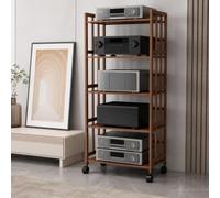 WDZDS Multi-Tier Mobile Audio Equipment Rack, Universal Storage Stand for Amplifier, Music Disc Device, Speakers, Tube Amplifier & Mixer - Adjustable Rolling Shelf Organizer