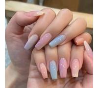 WDZDS One Size 24pcs Diamond Butterfly Glitter False Nails Press On Nails Full Cover False Nails For Women And Girls Daily Decoration