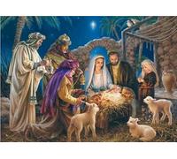 WDZFF Jigsaw 1000 Pieces - The Birth Of Jesus Art Oil Painting - Elderly Memory Cognition Games - Family Fun Challenge Toys - Kx428Zs