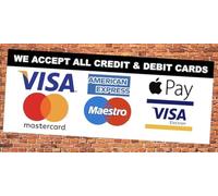 We Accept All Credit And Debit Card Payments Sign Notice Warning Sign Self Adhesive Gloss Sticker 320mm x 125mm