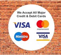 We Accept All Major Credit and Debit Card Payments Here Self Adhesive Gloss Sticker 330mm x 330mm V2