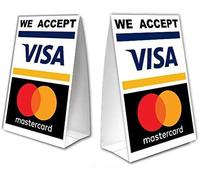 We Accept Credit Cards Table Tent with UV Coating - Mastercard and Visa - 2 Pack