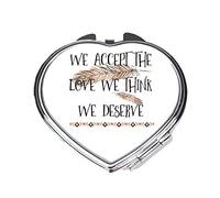 We Accept The Love We Think We Deserve Carefree Travel Explore Statement folding compact pocket mirror - silver heart shape