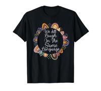We All Laugh in the Same Language ESL Teacher Boho Frame Value Graphic T-Shirt, Men, Black, M