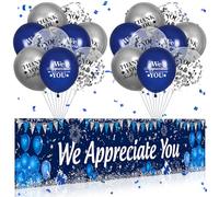 We Appreciate You Decorations Blue Silver Appreciate You Banner Yard Sign with 18 Pcs Balloons Thank You for All You Do Banner Employee Staff Appreciation Gifts Teacher Doctor Appreciation Party Decor
