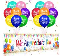 We Appreciate You Decorations Colorful Appreciate You Banner Yard Sign with 18 Pcs Balloons Thank You for All You Do Banner Employee Staff Appreciation Gifts Teacher Doctor Appreciation Party Decor