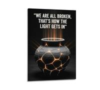 We Are All Broken Thats How The Light Gets In Cracked Vase Wall Art, Vulnerability Strength Decor Canvas Print for Bedroom And Living Room Artistic Wall Mural Modern Hanging Decor Poster08x12inch(20x3