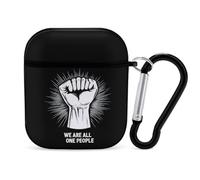 We Are All One People Cute Earbuds Case Compatible with Airpods 1/2 Wireless Headphones Cover with Carabiner