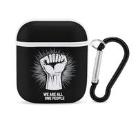 We Are All One People Cute Earbuds Case Compatible with Airpods 1/2 Wireless Headphones Cover with Carabiner