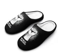 We Are All One People Men's Winter Slippers Memory Foam Cotton House Shoes Anti-Slip Rubber Sole Slippers 13-14（46-47）