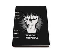We Are All One People Printed A5 Notebook Binder Refillable Notebook 6 Metal PU Leather Ring Planner Daily Work