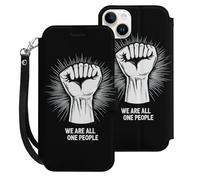We Are All One People Printed Wallet Phone Case Slim Cute Cellphone Protective Cover Hanging Rope Unisex Compatible with iPhone 15/15 Plus/15 Pro/15 Pro Max