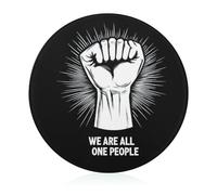 We are All One People Round Cutting Board for Kitchen Easy to Clean Tempered Glass Chopping Block for Meat & Vegetables