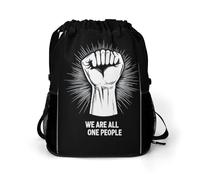 We Are All One People Trendy Drawstring Backpack Lightweight Gym Bag with Shoes Compartment Printed String Daypack