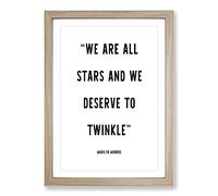 We Are All Stars Typography Framed Print | A2 Oak Framed Wall Art | Ready to Hang | Modern Space Picture | Living Room Bedroom Lounge Office