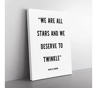 We Are All Stars Typography Quote Canvas Wall Art Print Ready to Hang, Framed Picture for Living Room Bedroom Home Office Décor, 60x40 cm (24x16 Inch)