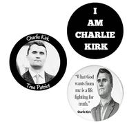 We are Charlie Kirk Classic Round Badge,Justice For Charlie Kirk Brooch Decoration Pins,Freedom C-harlie K-irk A True P-atriot Pin Button,for Badge Clothing Hat Shirt