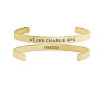 We Are Charlie Kirk Freedom Stainless Steel Cuff Bracelets, Patriot Memorial Assassination Shooting Hero Justice Right Wing Revolution Stainless Steel Engraved Open Mouth Bracelet For Women Men, L