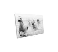 We Are Coming White Horses Beach Canvas Wall Art Picture Print CanvasGeeks Grey W24 inch x H16 inch x D20mm