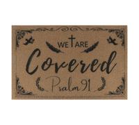 We are Covered Psalm 91 Christian Door Mat - Faux Coir, Non-Slip, Waterproof, Durable - Indoor & Outdoor Use，Prayer Mat for Christian Home 30"x17"