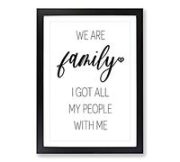 We Are Family Typography Framed Print | A2 Black Framed Wall Art | Ready to Hang | Modern Positive Affirmations Picture | Living Room Bedroom Lounge Office