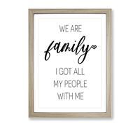 We Are Family Typography Quote Framed Print | A3 Oak Framed Wall Art | Ready to Hang | Modern Positive Affirmations Picture | Living Room Bedroom Lounge Office