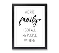 We Are Family Typography Quote Framed Print | A4 Black Framed Wall Art | Ready to Hang | Modern Positive Affirmations Picture | Living Room Bedroom Lounge Office