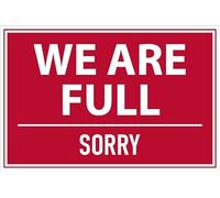 We are full. Sorry. Red sign - Self adhesive sticker (300mm x 200mm)
