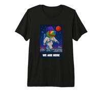 We are Here, Cool Green Frog Astronaut Illustration Graphic Premium T-Shirt