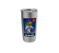 We are Here, Cool Green Frog Astronaut Illustration Graphic Stainless Steel Insulated Tumbler