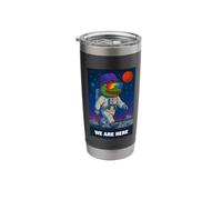 We are Here, Cool Green Frog Astronaut Illustration Graphic Stainless Steel Insulated Tumbler