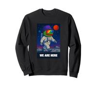 We are Here, Cool Green Frog Astronaut Illustration Graphic Sweatshirt