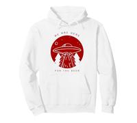 We Are Here For The Beer (Funny Alien UFO Graphic) Pullover Hoodie