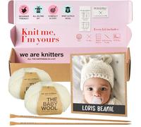 We Are Knitters Loris Beanie Knitting Set for Babies, DIY Hat Made of 100% Alpaca Wool for Knitting, Crochet Kit for Beginners, Knitting Set for Beginners Including Knitting Needles Set, Sizes 0-6M