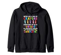 We Are Like A Box Of Crayons Teacher Student Matching Unity Zip Hoodie