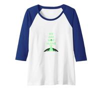 We are Not Alone: Alien UFO City Skyline Sci-Fi Raglan Baseball Tee, Women, Royal Blue/White, S