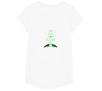 We are Not Alone: Alien UFO City Skyline Sci-Fi T-Shirt, Girls, White, Large