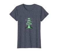 We are Not Alone: Alien UFO City Skyline Sci-Fi T-Shirt, Women, Heather Blue, 3XL