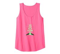 We are Not Alone: Alien UFO City Skyline Sci-Fi Tank Top, Women, Neon Pink, M