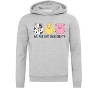 We Are Not Ingredients Cute Cow Pig And Chicken Hooded Sweatshirt Hoodie Cotton Blend Gray Large