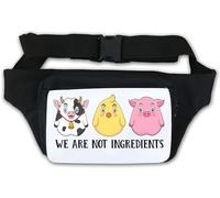 We are Not Ingredients Cute Cow Pig and Chicken Waist Bag Fanny Pack White