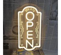 We Are Open Neon Sign Schild Vertical Open Sign for Business Window Wall Decor LED Light Opening LED Light Restaurant Coffee Shop Bar Hotel Store Opening Gift （Warm White)