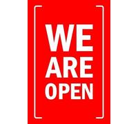 We are open, red sign - Self adhesive sticker (200mm x 150mm)