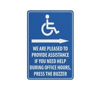 We Are Pleased To Provide Assistance Disabled Arrow Right Sign Safe Sign, Signs Outdoor, 12 X 8 In, Sign For Home, Business, Driveway Alert