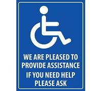 We Are Pleased To Provide Assistance Disabled Sign Caution Danger Safety Security Metal Sign Plaque Poster 8X12 Inch