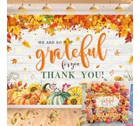 We are So Grateful for You Thank You Banner Backdrop 6x4FT Autumn Pumpkin Thank You for All You Do Background Thanksgiving Employee Staff Teachers Doctors Retirement Party Decorations Supplies